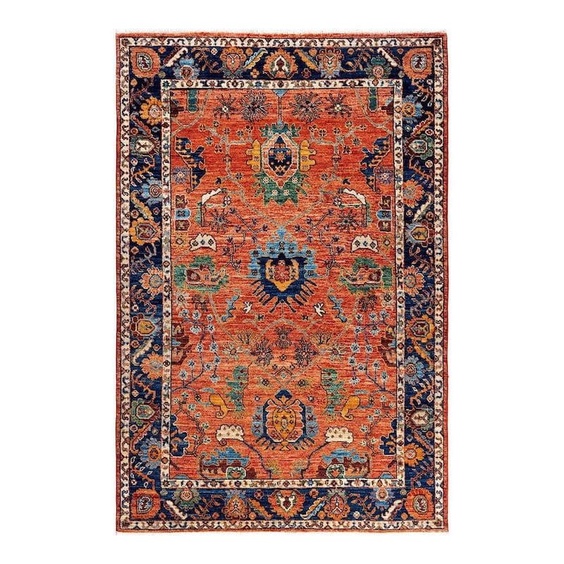 Serapi One-of-a-Kind Hand-Knotted Area Rug - Orange, 4' 1" x 6' 2" - 4' 1" x 6' 2"