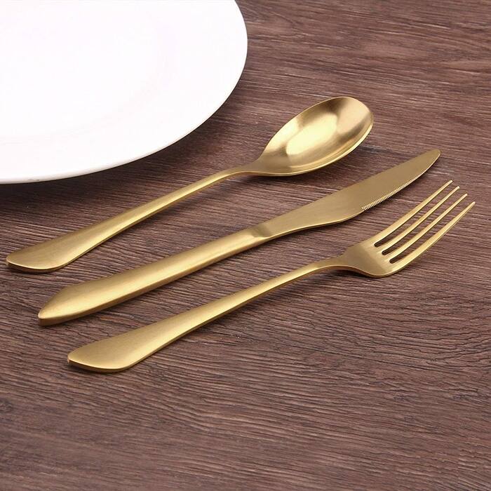 Gold Silverware Set, 40Piece Stainless Steel Flatware Set Service for
