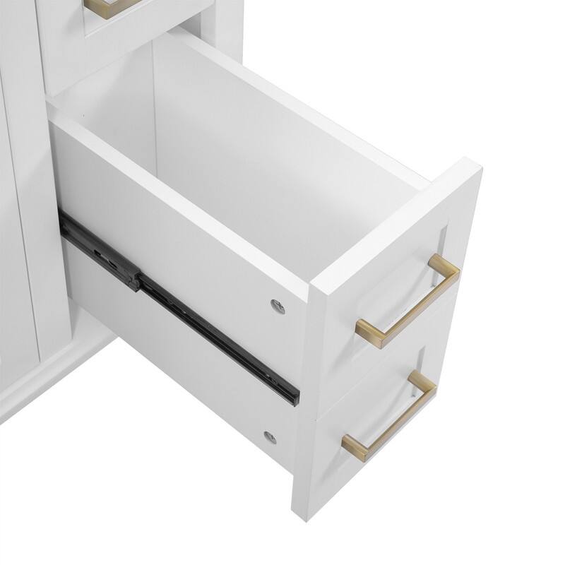 30" Bathroom Vanity with Ceramic Sink, Modern Bathroom Storage Cabinet with Soft-Close Doors, Deep Drawer & Standard Drawer