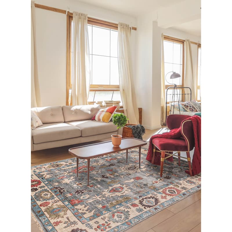 ECARPETGALLERY Hand-knotted Modern Oushak Grey Wool Rug - 7'11 x 9'8