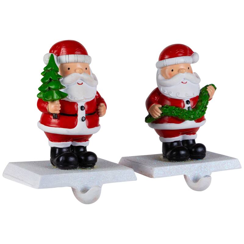 Santa Claus Christmas Stocking Holders - 4.75" - Set of 2