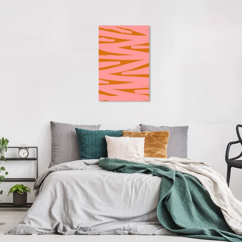Wynwood Studio Canvas Abstract Lines will continue Pink and Pumpkin Modern & Contemporary Wall Art Canvas Print - 24 x 16