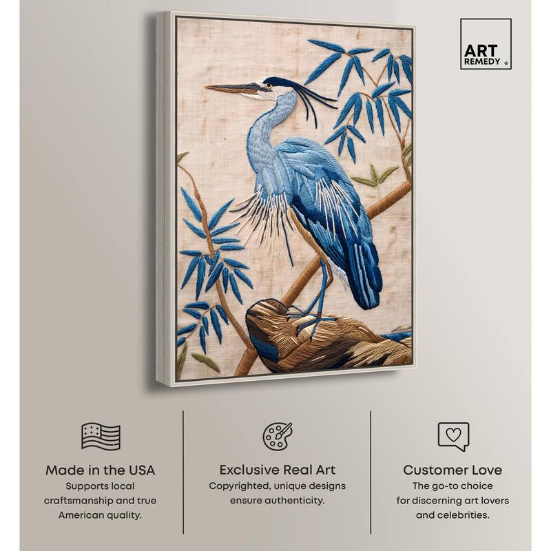 Needlework Heron Canvas by Art Remedy