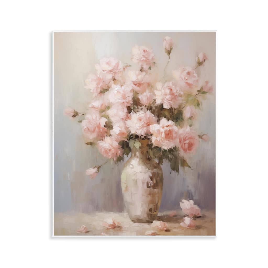 Stupell Vase of Soft Pink Roses Wall Plaque Art Design By Arlington Prints