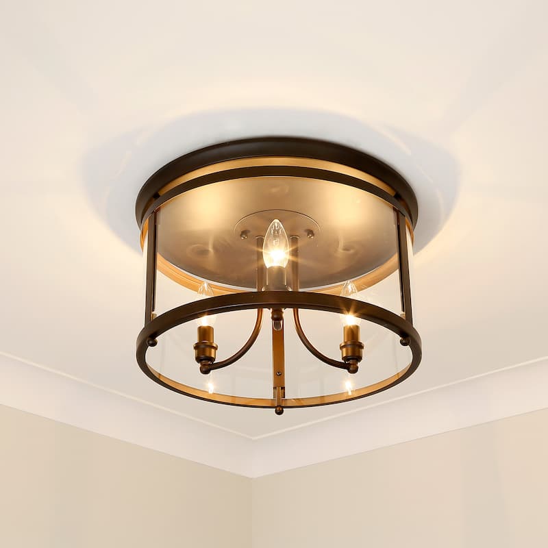 Golden Lighting Payton 3-light Flush Mount in Matte Black