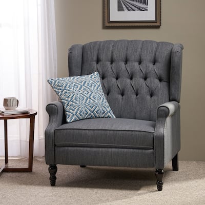Apaloosa Oversized Tufted Wingback Fabric Push Back Recliner by Christopher Knight Home