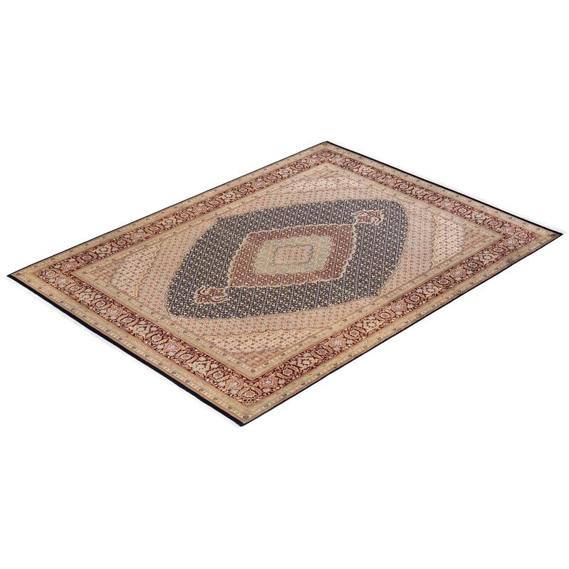 Overton Hand Knotted Wool Vintage Inspired Traditional Mogul Blue Area Rug - 9 x 12