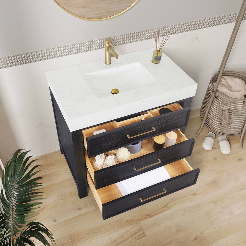 Leon 36 in. Single Bathroom Vanity with Composite Stone Top