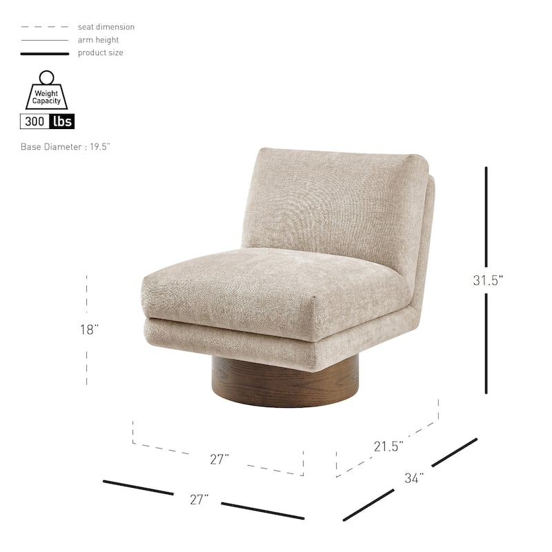 NPD Furniture Zenda Fabric Swivel Accent Chair with Wooden Base