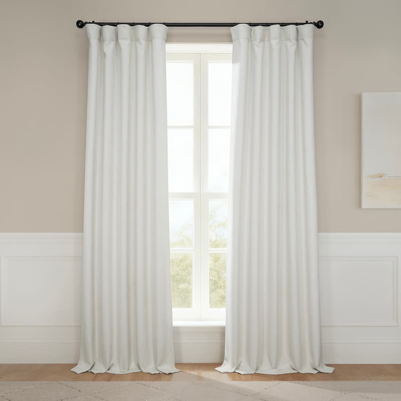 Exclusive Fabrics Textured Faux Linen Room Darkening Curtains for Bedroom & Living Room Curtains (1 Panel) - 50 X 84 - Birch