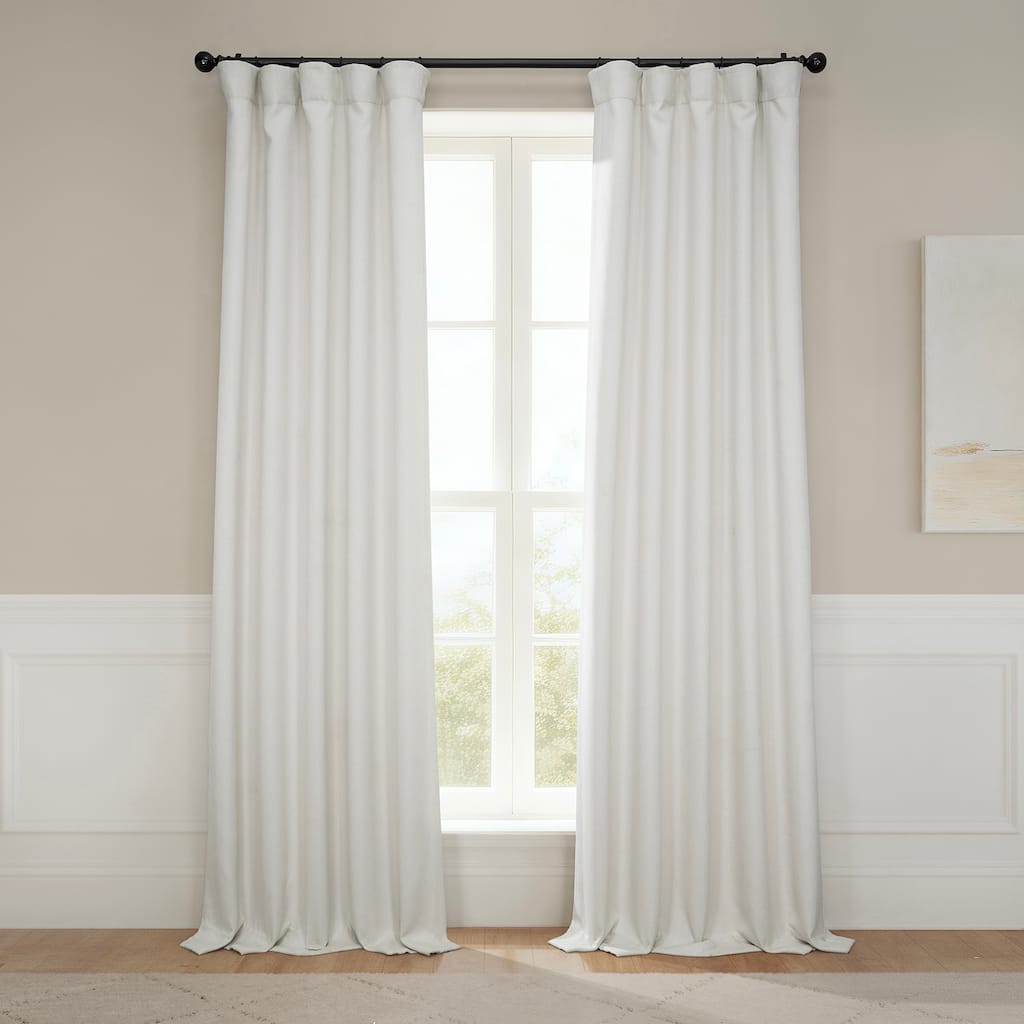 Exclusive Fabrics Textured Faux Linen Room Darkening Curtains for Bedroom & Living Room Curtains (1 Panel)