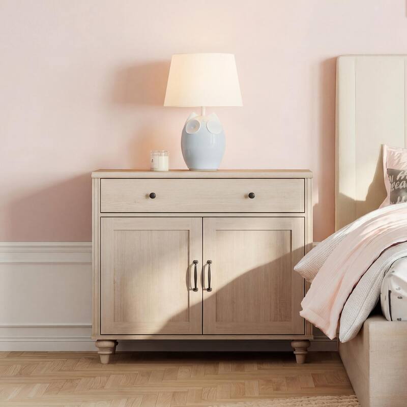 Farmhouse Sideboard, Buffet Cabinet with Storage Cabinets - 34inch - Beige