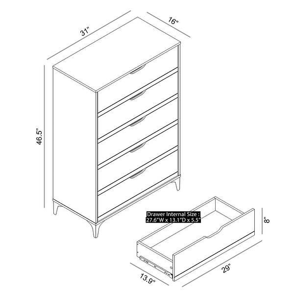5 Drawer Dresser - Chest of Drawers for Bedroom - Clothes Storage