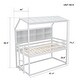 preview thumbnail 6 of 9, White Twin over Twin Size Wood Low Bunk Bed with Semi-enclosed Roof, Guardrails, Bedside Shelves and Ladder