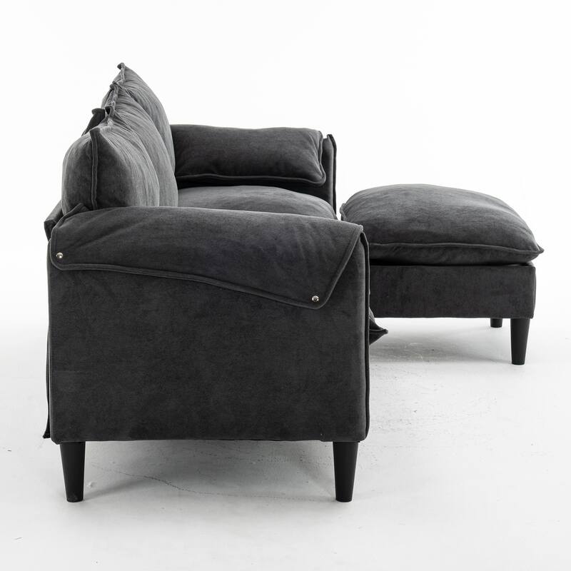78.74" 3-Seater L-Shaped Convertible Sofa with Footstools & Storage