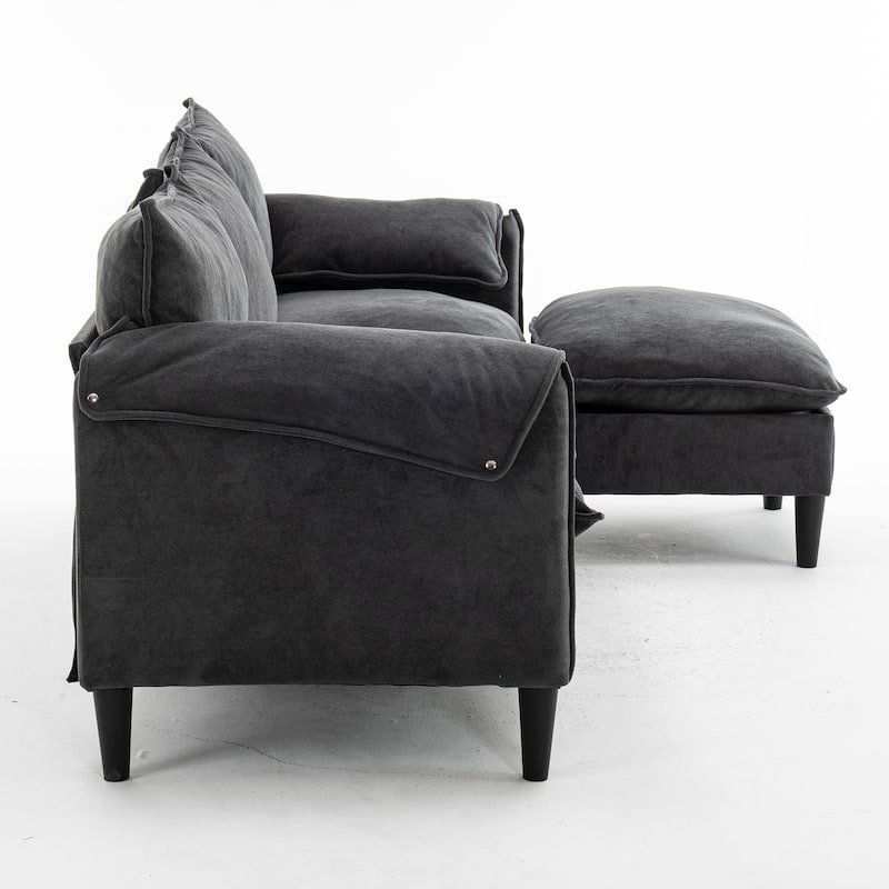 Convertible L-shaped Chaise Sectional Sofa with Storage Ottoman