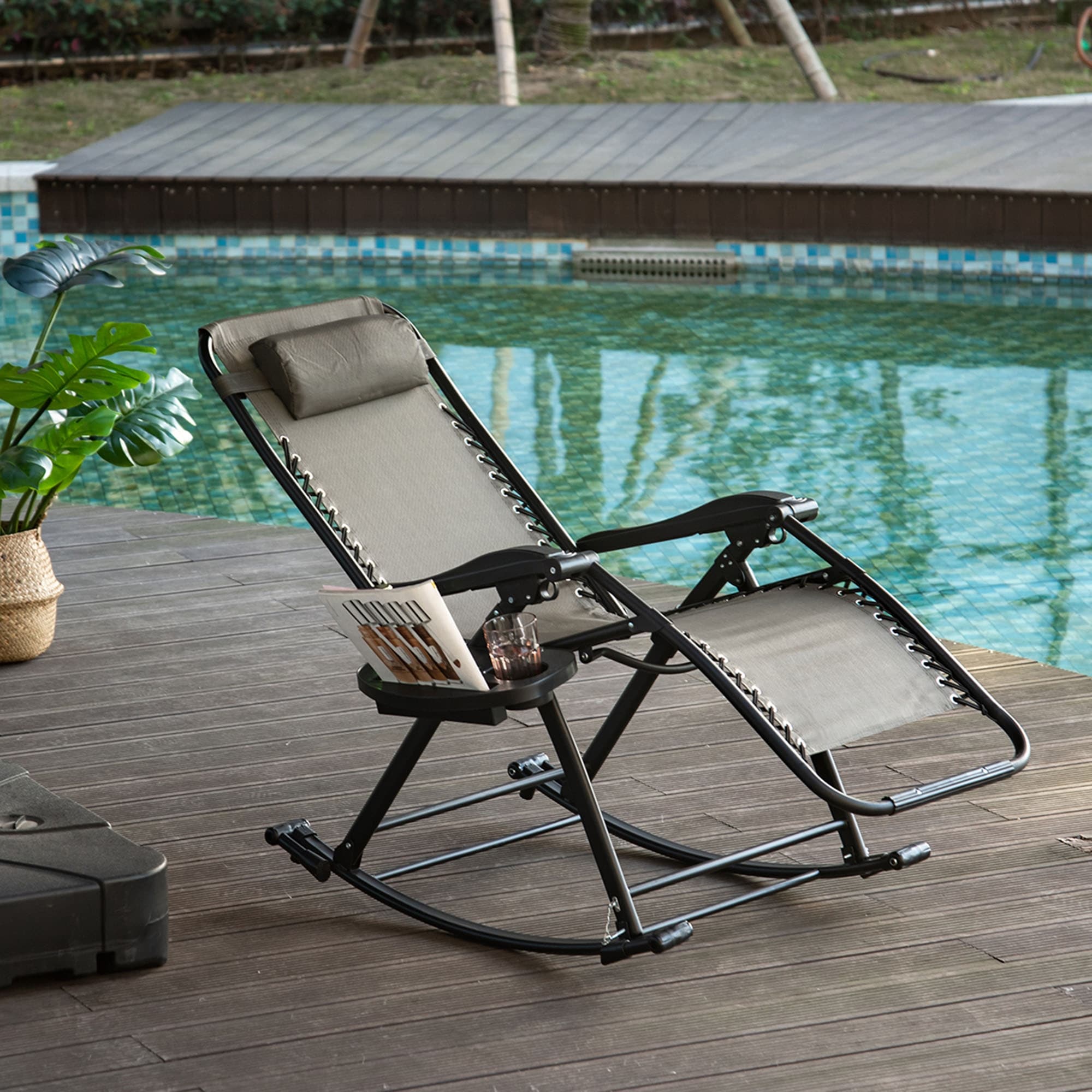 Outsunny Zero Gravity Grey Reclining Lounge Chair On Sale Bed