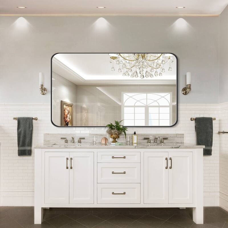 Rectangle Bathroom Mirror for Vanity Wall Mounted Vertical Horizontal Makeup Mirror