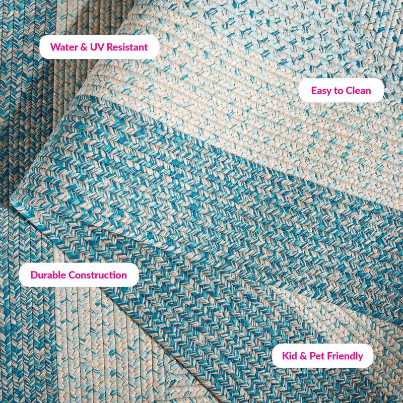 SAFAVIEH Handmade Braided Ecenur Indoor/Outdoor Machine Washable Rug - 2' x 3' - Blue/Aqua