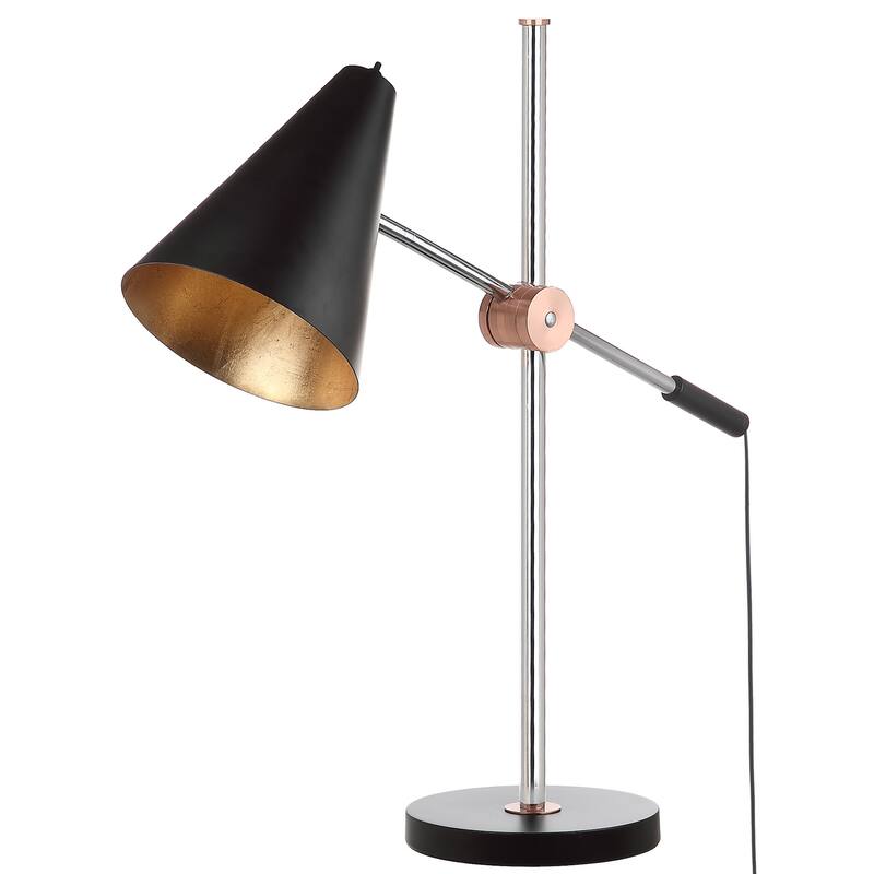 SAFAVIEH Lighting 28-inch Alexus Chrome/ Black Task Table Lamp - 28"W x 9"D x 28"H