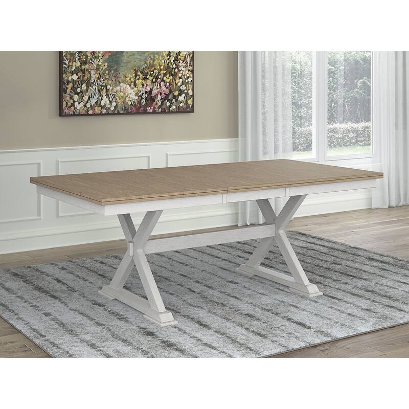 Signature Design by Ashley Westlinport White/Brown Dining Butterfly Extension Table - 40" W x 78" D x 30" H
