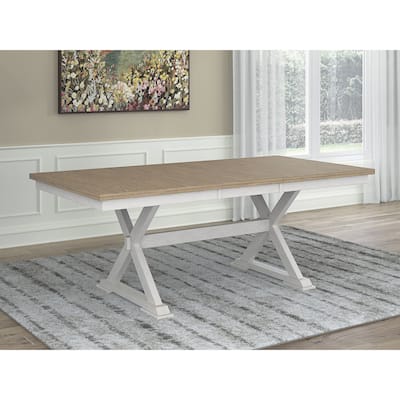 Signature Design by Ashley Westlinport White/Brown Dining Butterfly Extension Table - 40" W x 78" D x 30" H