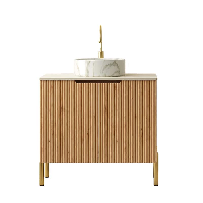 TURIO 30" Bathroom Vanity with Sink, Freestanding Plywood Bathroom Storage Cabinet with 2 Doors