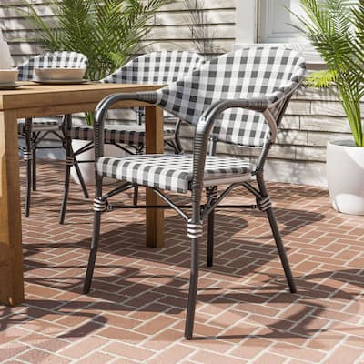 Lidi Classic Country Plaid Patio Dining Arm Chairs by Furniture of America
