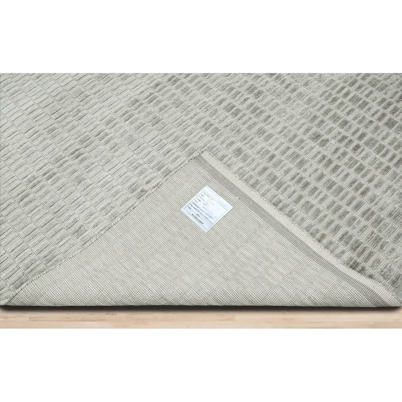 Hand Knotted Textured Tone On Tone Gray Tibetan Wool Modern Area Rug - 5' 11'' x 9' 4''