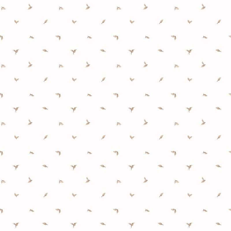 Galerie Wallcoverings Kitchen Recipes Petite Floating Leaf Design Vinyl on Non-woven Matte Wallpaper Roll - 33 feet x 21 inches - Beige/wthie