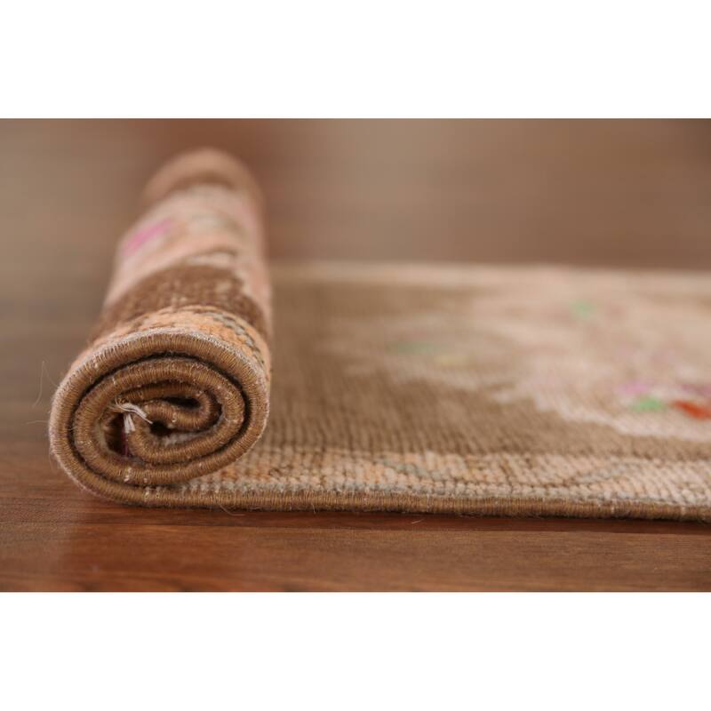 Hand Knotted Oriental 100% Wool Carpet Transitional Tribal Brown Anatolian Area Rug - 3' 0'' X 1' 7''
