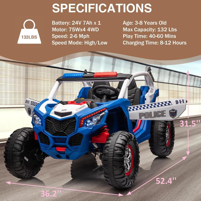 24V 2 Seater Kids Ride on UTV Car w/Remote Control