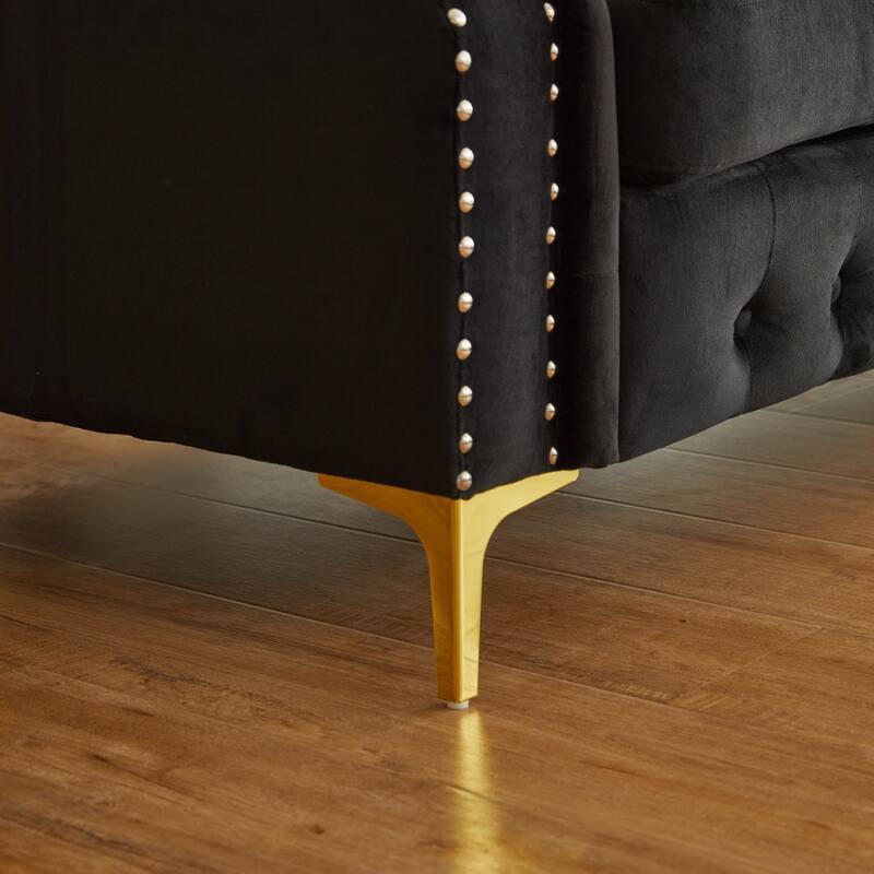 35"D x 65"W x 30.3"H Velvet Chesterfield Button-tufted Loveseat