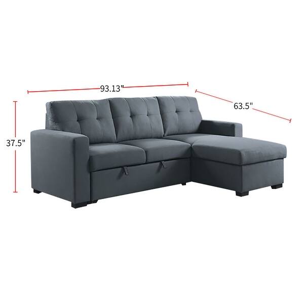 2 Piece Fabric Reversible Sleeper Sectional Sofa - Bed Bath & Beyond ...
