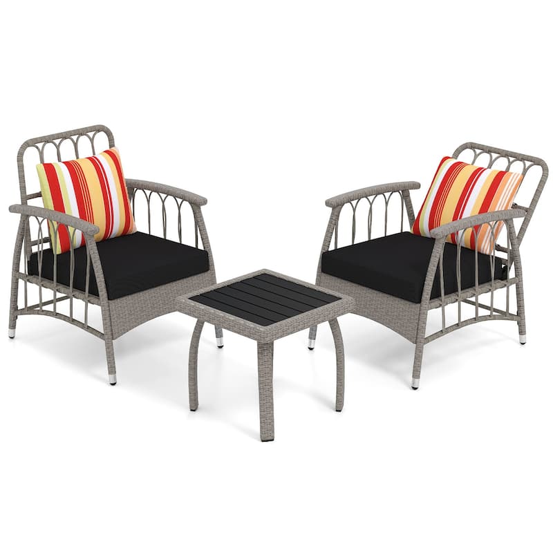 3-Piece Outdoor Patio Set with Galvanized Metal Frame Adjustable Chairs and Coffee Table - 19" x 19" x 16.5"