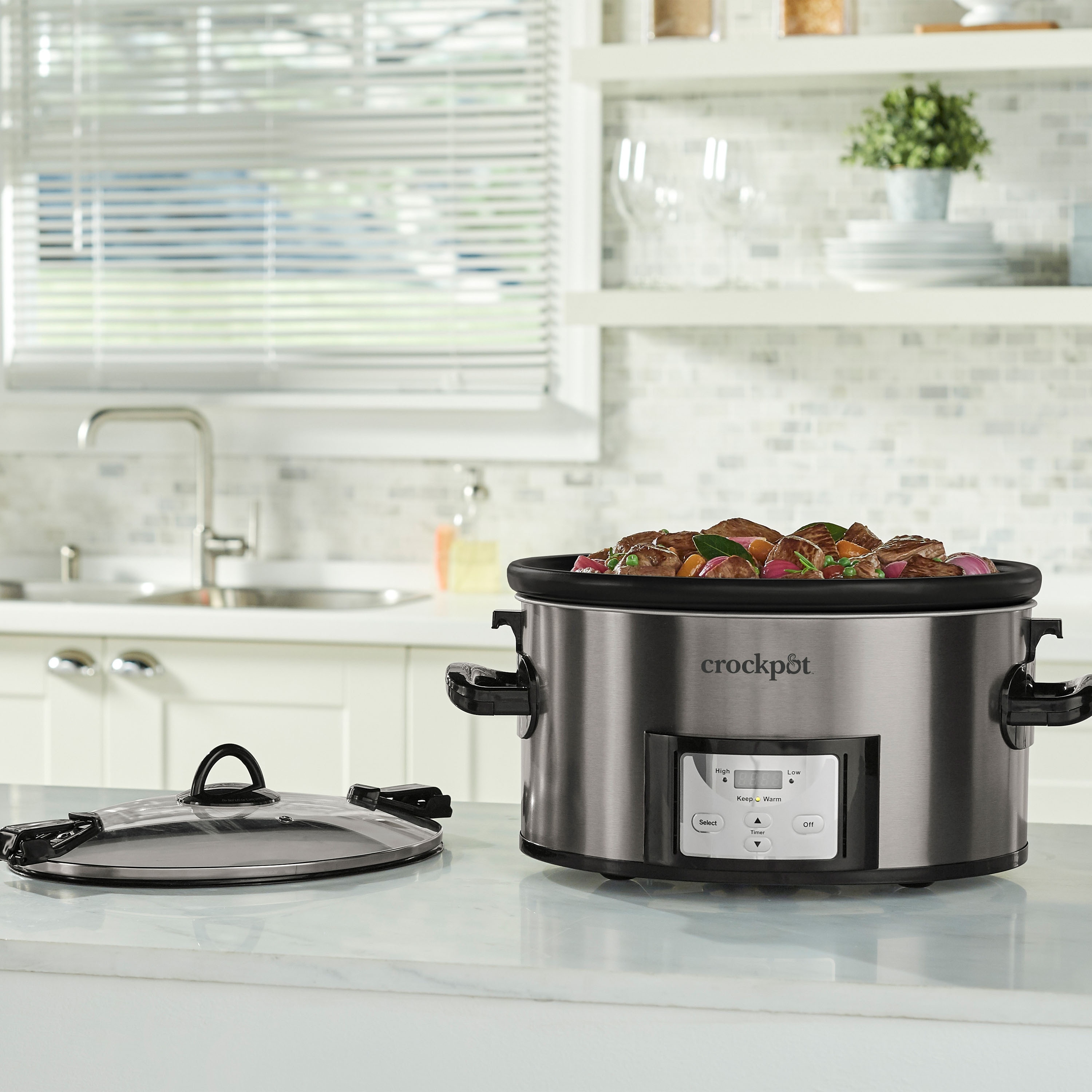 Black stainless top steel crock pot
