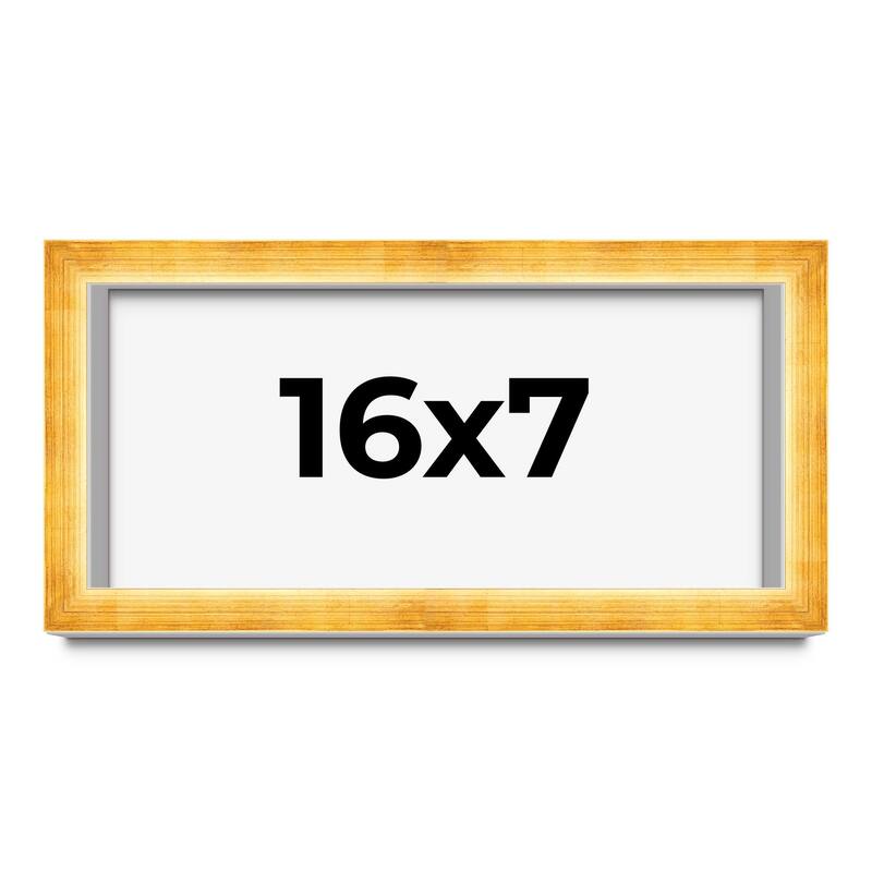 16x7 Shadow Box Frame Gold | 1.625 Inches Deep Real Wood Traditional