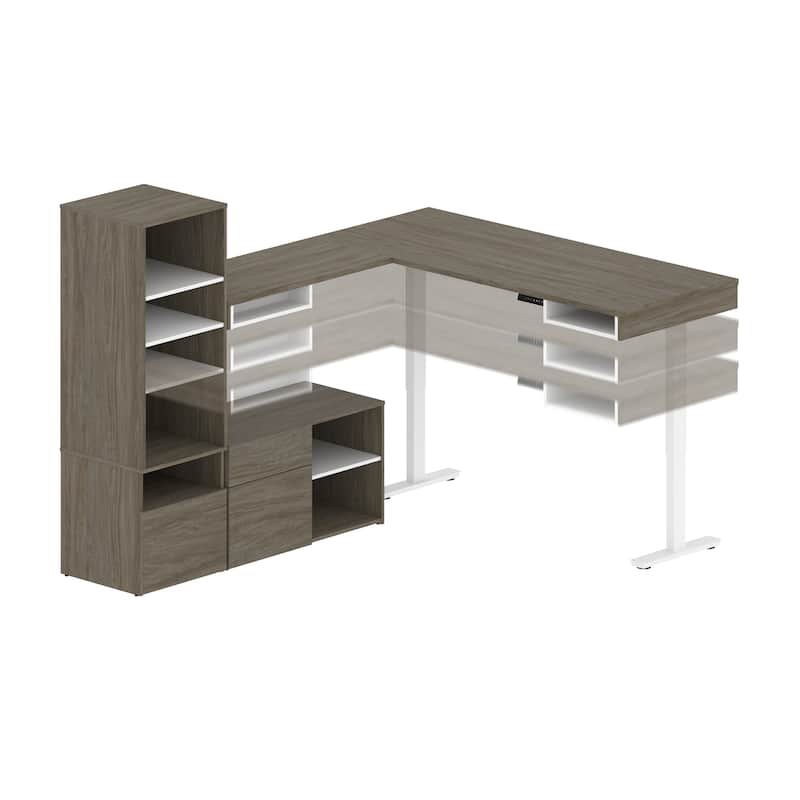 Bestar Viva 72W L-Shaped Standing Desk with Credenza by Bestar.