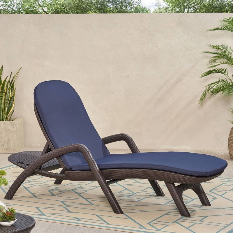 Roomfitters Mikael Outdoor Chaise Lounge Cushion with Water Resistant Fabric, Patio Pad - Navy