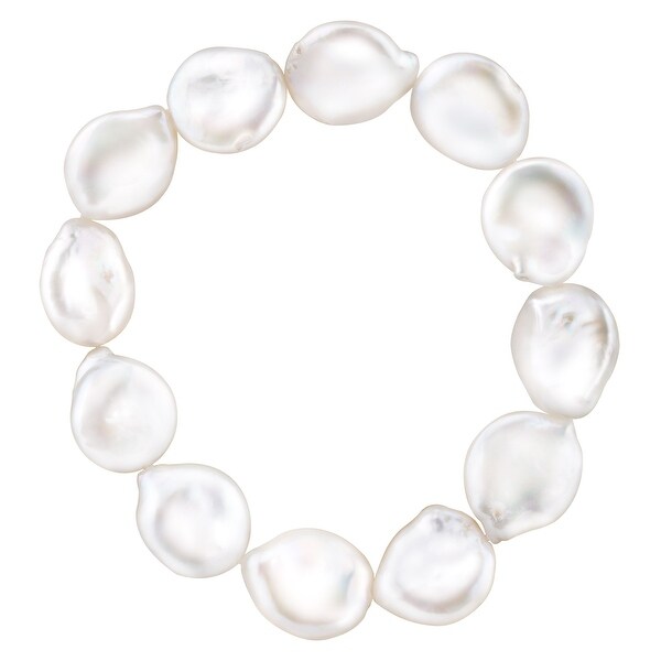 Honora 14-15 mm White Freshwater Coin Pearl Stretch Bracelet