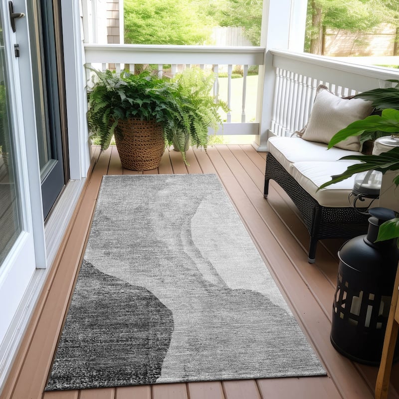Machine Washable Indoor/ Outdoor Chantille Modern Abstract Rug