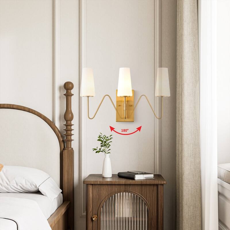 KAWOTI Modern Glam Wall Sconce with Adjustable Arm - W5.13" x D15" x H13.75"