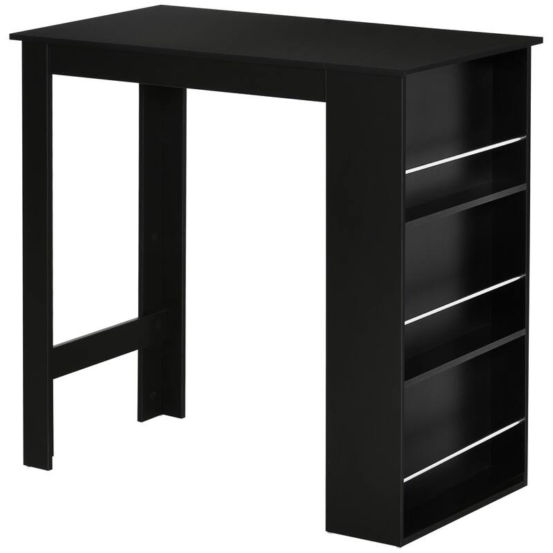 Modern Bar Table Counter Height Dining Table with 3 Storage Shelves for Kitchen, Dining Room, Living Room, Black