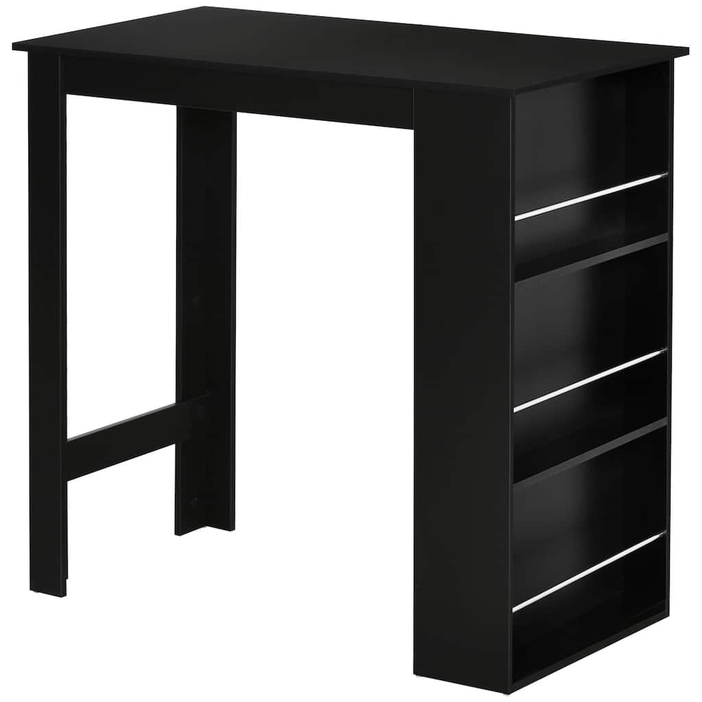 Modern Bar Table Counter Height Dining Table with 3 Storage Shelves for Kitchen, Dining Room, Living Room, Black