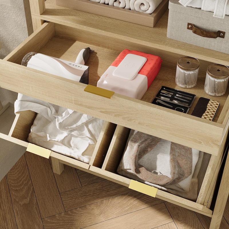 70.8" Tall Laundry Hampers, Bathroom Cabinet with Tilt-Out Baskets