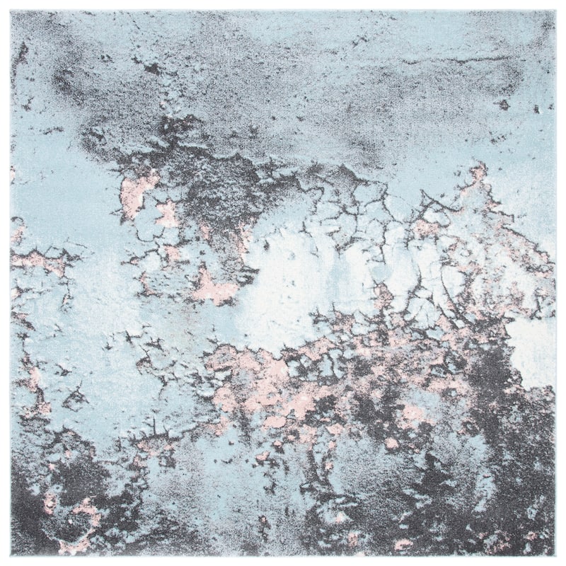 SAFAVIEH Glacier Bertille Modern Abstract Rug - 3' Square - Blue/Pink