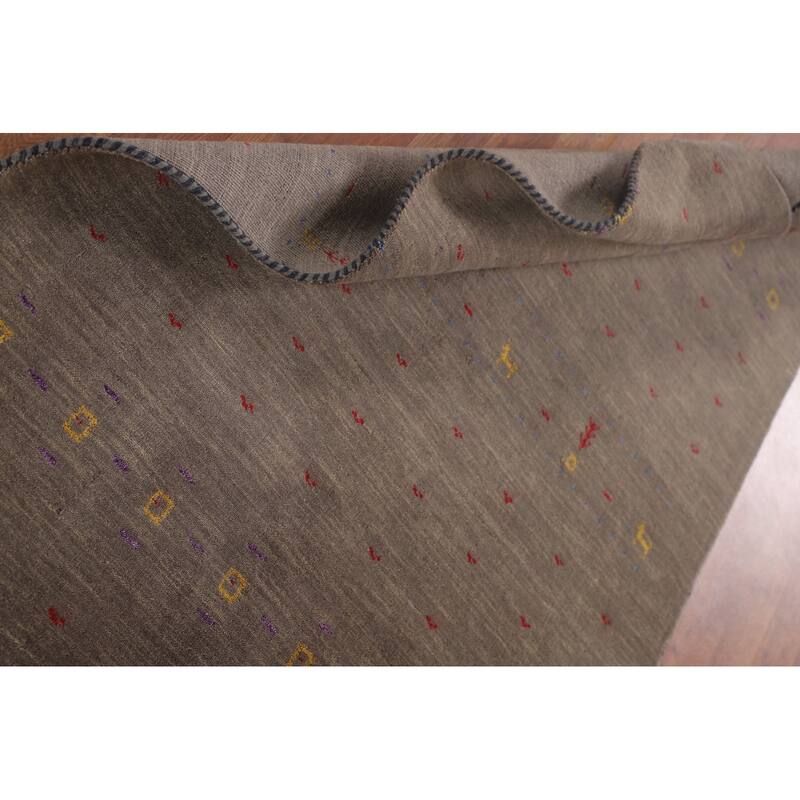 Brown Tribal Gabbeh Indian Area Rug Handmade Wool Carpet - 3'8"x 6'1"