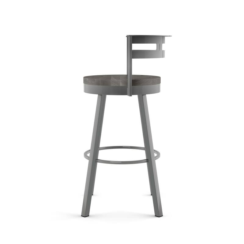 Amisco Vector Swivel Counter Stool with Distressed Wood Seat