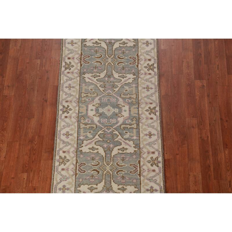 Oushak Oriental Runner Rug Hand-Knotted Wool Carpet - 2'7" x 9'10"