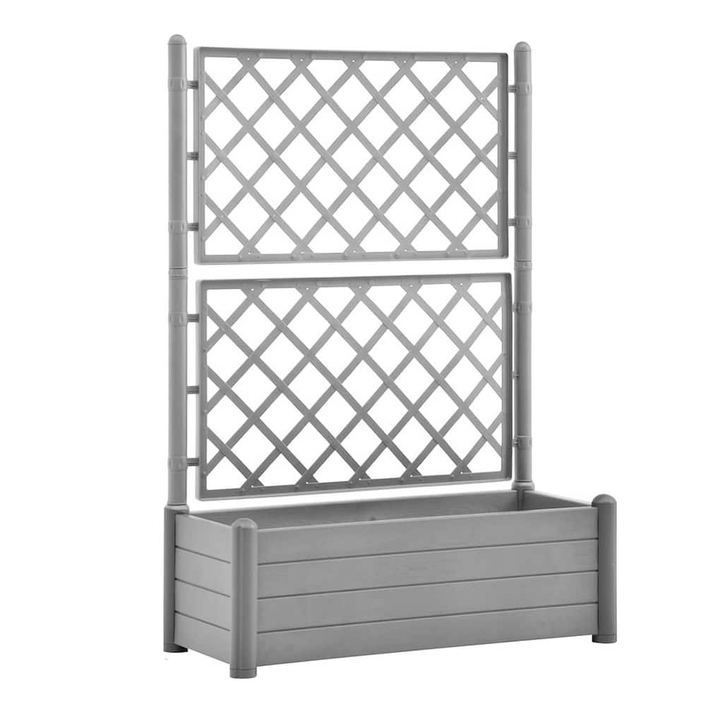 Simi Garden Flower Planter with Trellis, 17x40x56 Classic Stone Gray